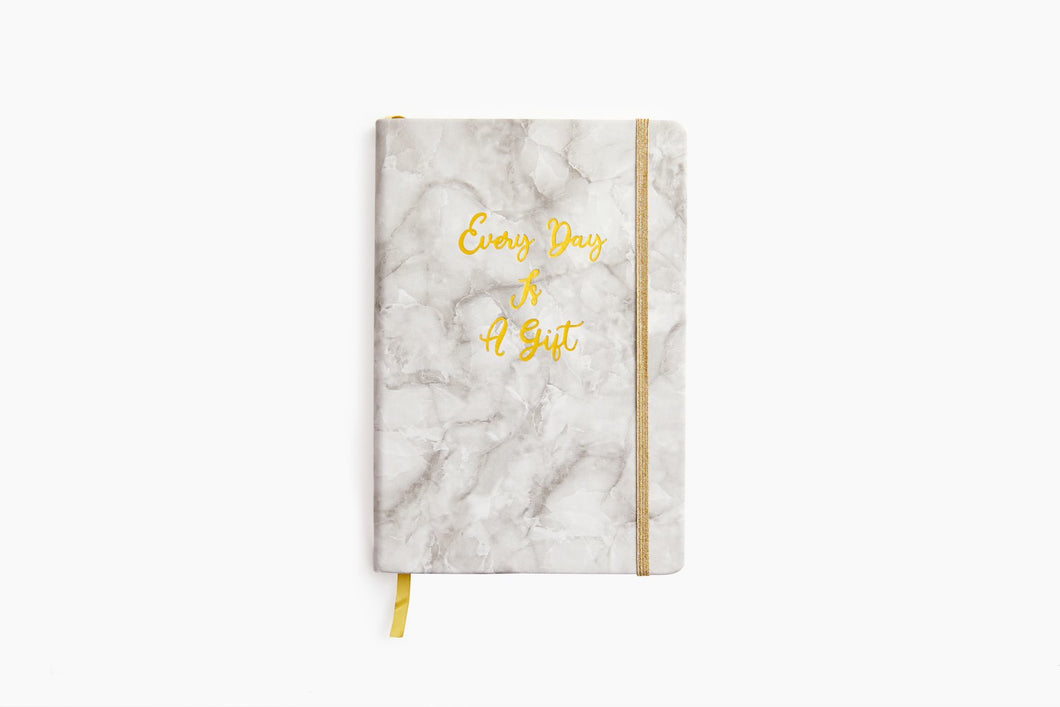 Every Day Is A Gift - Gray Marble & Gold Journal